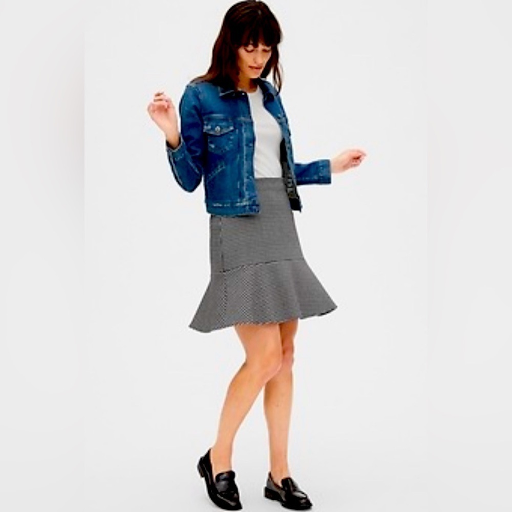 Gap Wool Blend Tweed Flounce Hem Skirt